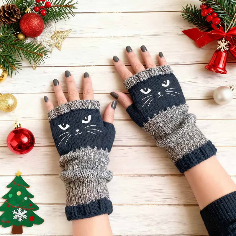 Olivia – Katzenstickerei Fingerhandschuhe | 1+1 GRATIS