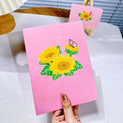 BloomLux Handgemachte 3D‑Blumen-Grußkarte | 1+2 GRATIS
