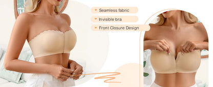 SlipFree™ – Nahtloser Bandeau-BH mit Vorderverschluss | 1+1 GRATIS