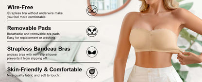 SlipFree™ – Nahtloser Bandeau-BH mit Vorderverschluss | 1+1 GRATIS