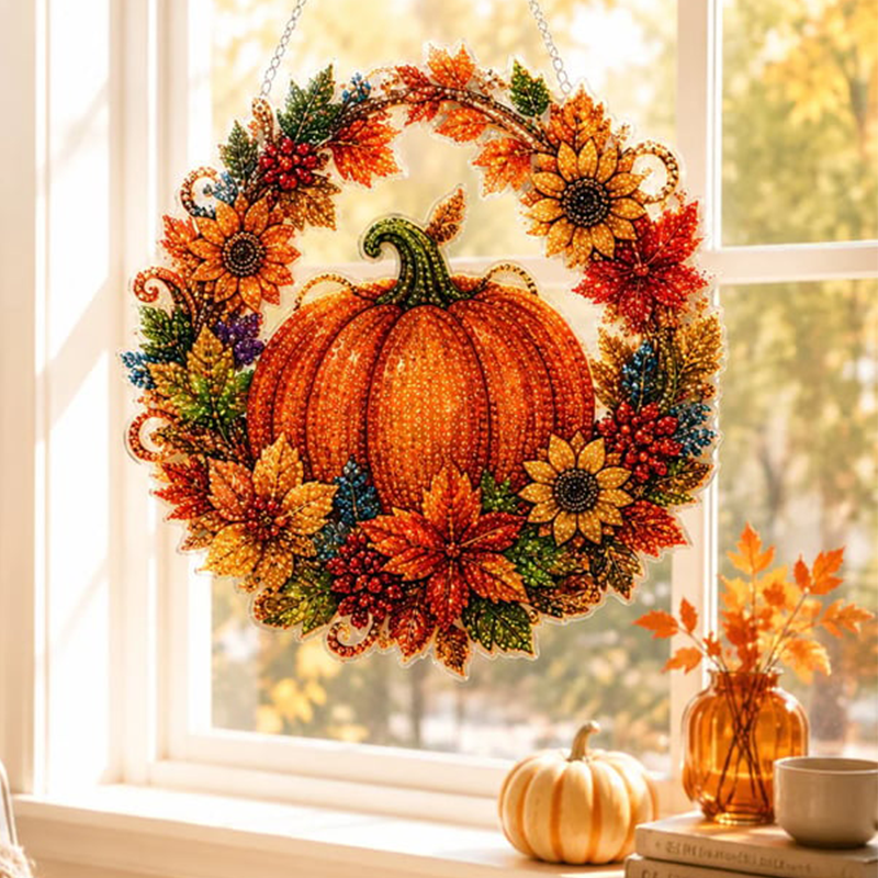 AutumnGlow — Diamond Painting Kürbis-Kranz | 1+1 GRATIS