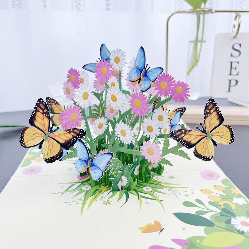 BloomLux Handgemachte 3D‑Blumen-Grußkarte | 1+2 GRATIS