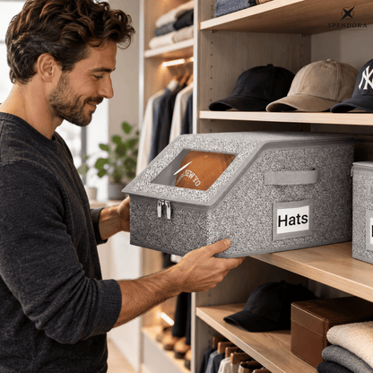 CapVault — Stapelbare transparente Hutboxen | 1+1 GRATIS