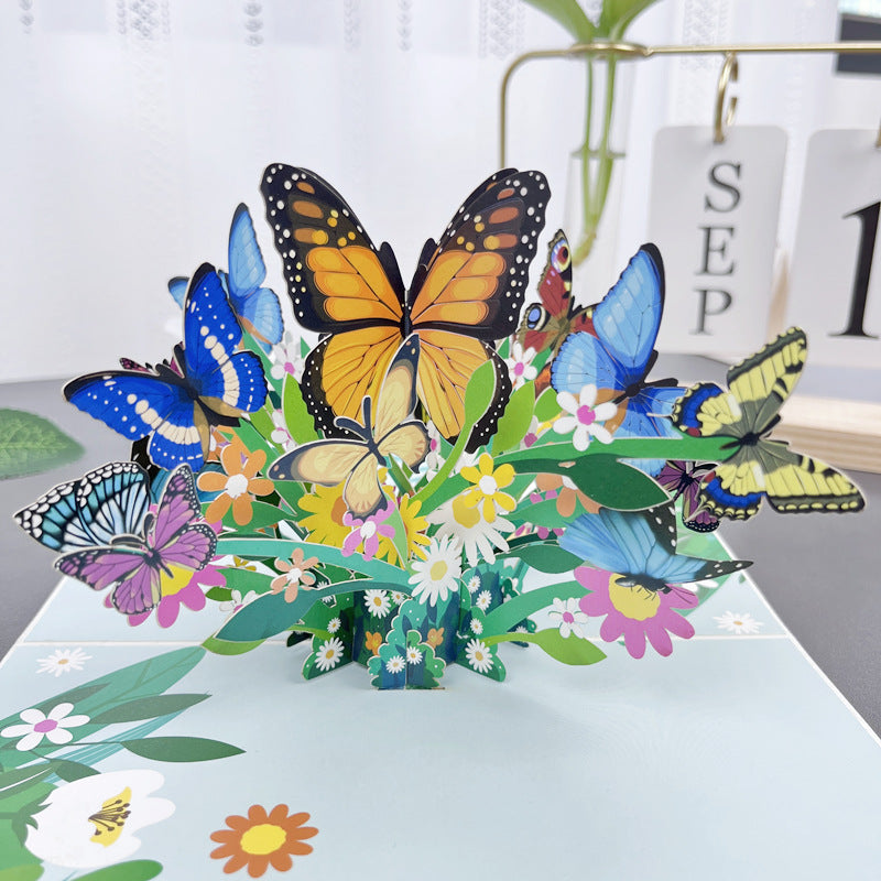 BloomLux Handgemachte 3D‑Blumen-Grußkarte | 1+2 GRATIS