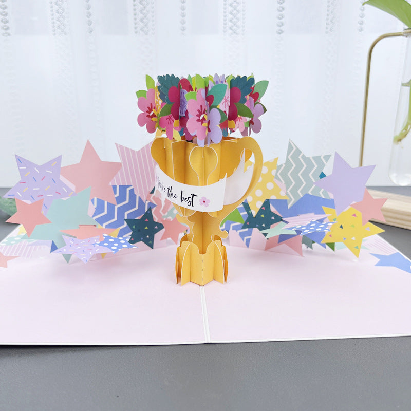 BloomLux Handgemachte 3D‑Blumen-Grußkarte | 1+2 GRATIS