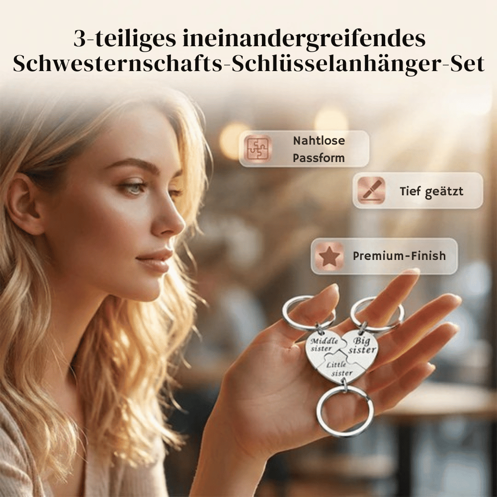 SisterBond — Puzzle-Schlüsselanhänger für Schwestern | 1+1 GRATIS