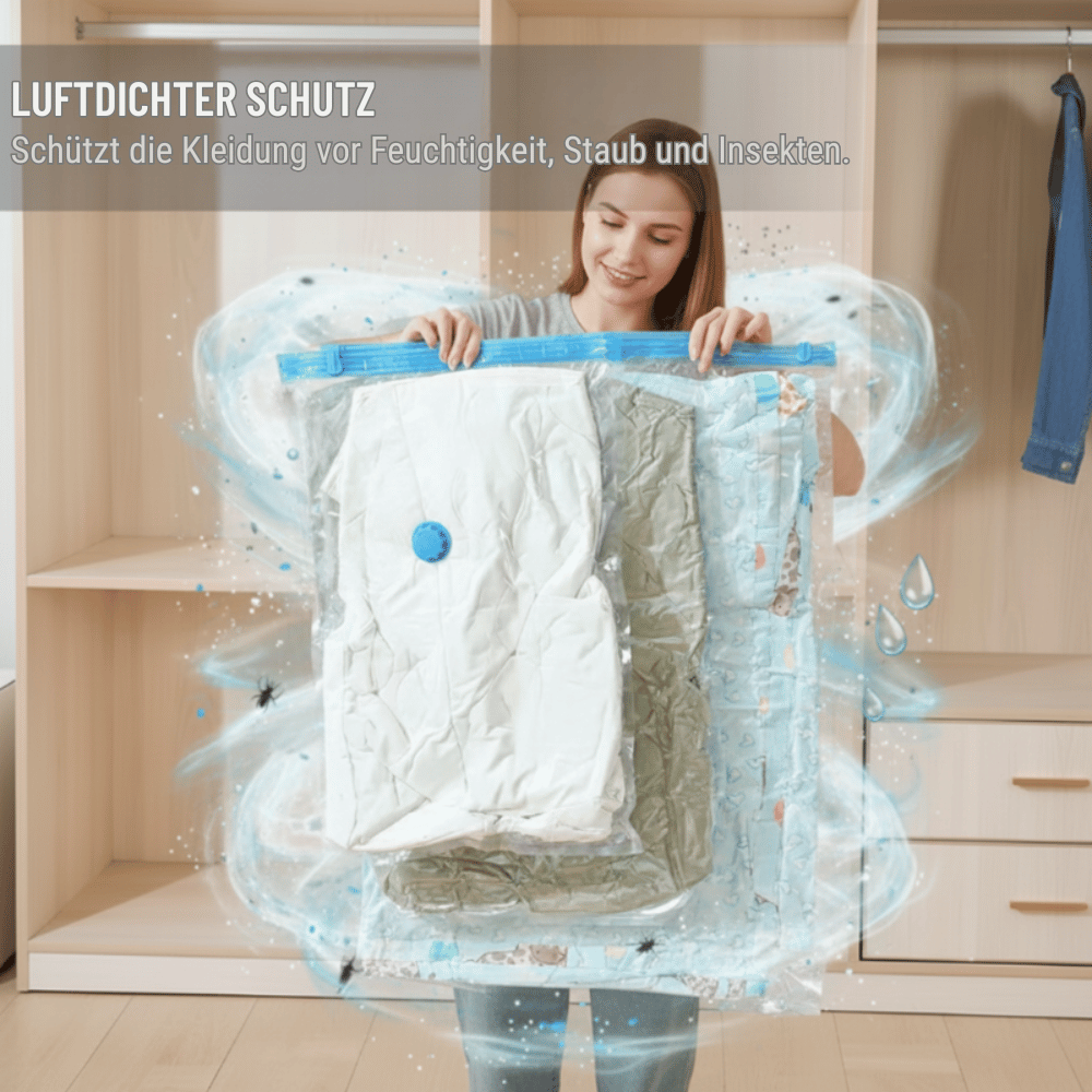 CompactGuard – Vakuum-Aufbewahrungsbeutel mit Pumpe | 1+2 GRATIS