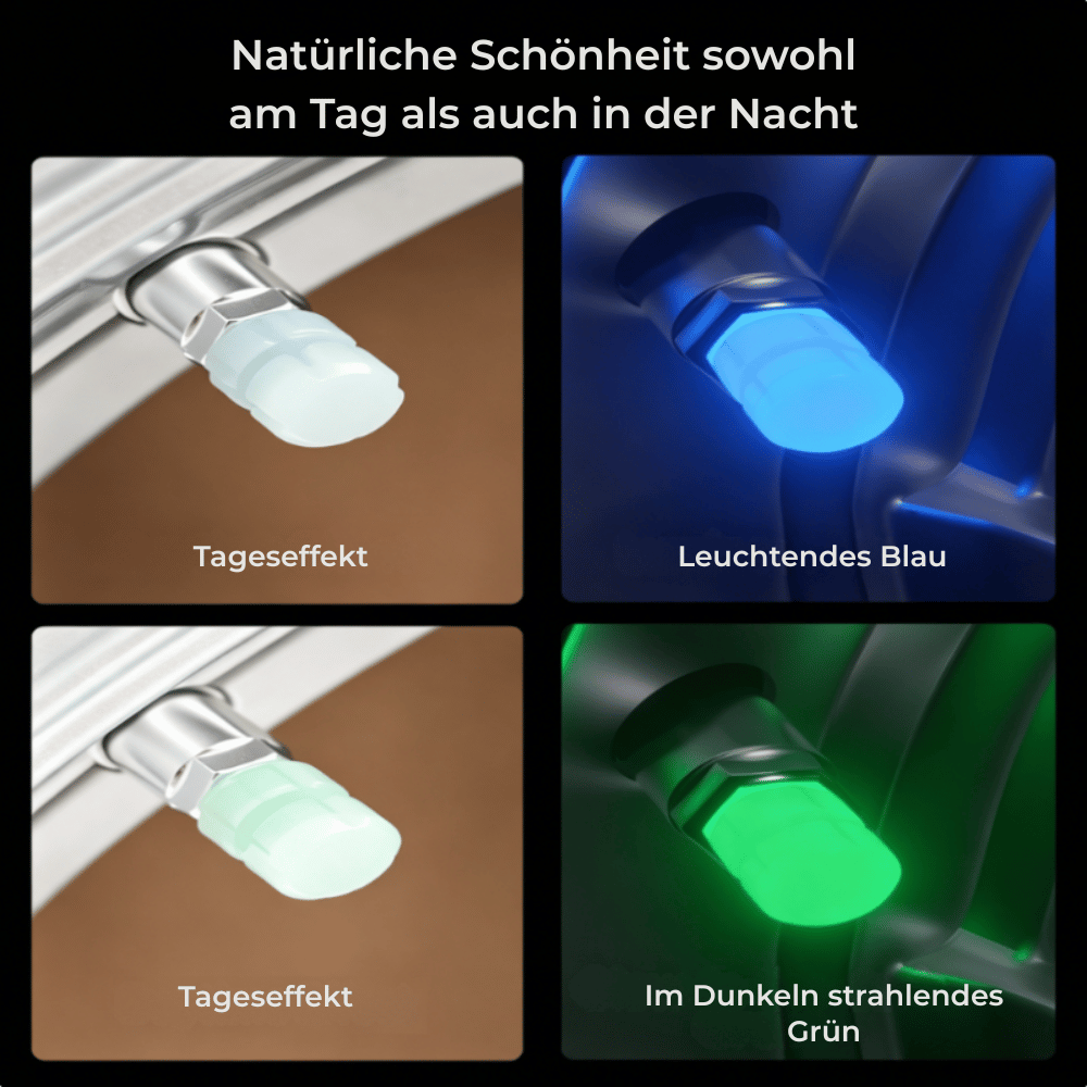 LumaGuard — Leuchtende Reifenventilkappen 4-teiliges Set  | 1+1 GRATIS
