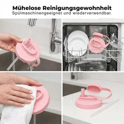SipSafe — Auslaufsicherer Silikondeckel mit Strohhalm | 1+1 GRATIS