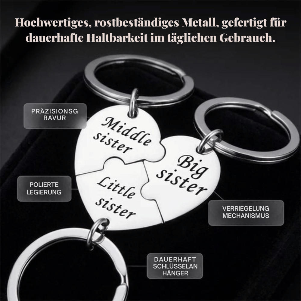 SisterBond — Puzzle-Schlüsselanhänger für Schwestern | 1+1 GRATIS