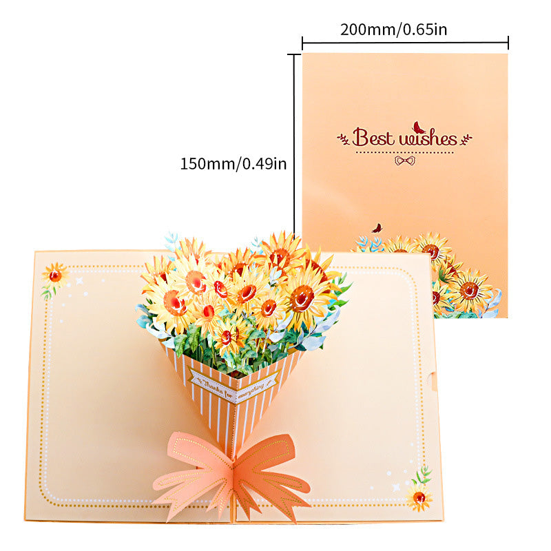 BloomLux Handgemachte 3D‑Blumen-Grußkarte | 1+2 GRATIS