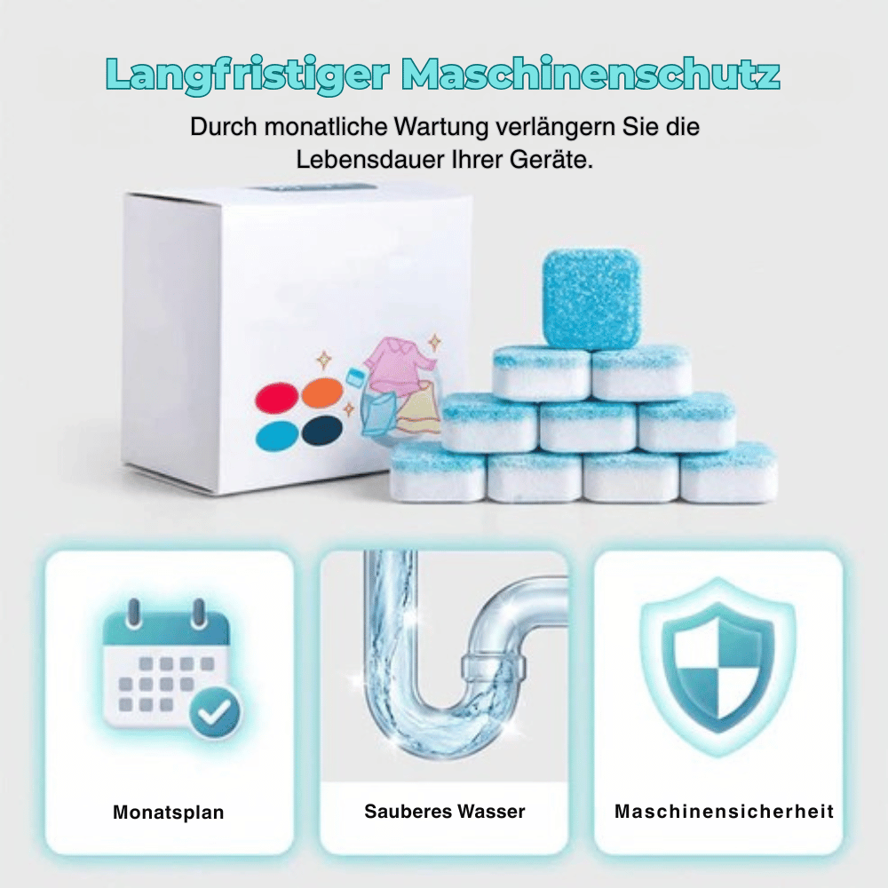 WasherRefresh 10 Stück — Waschmaschinen-Reinigungstabletten | 1+2 GRATIS