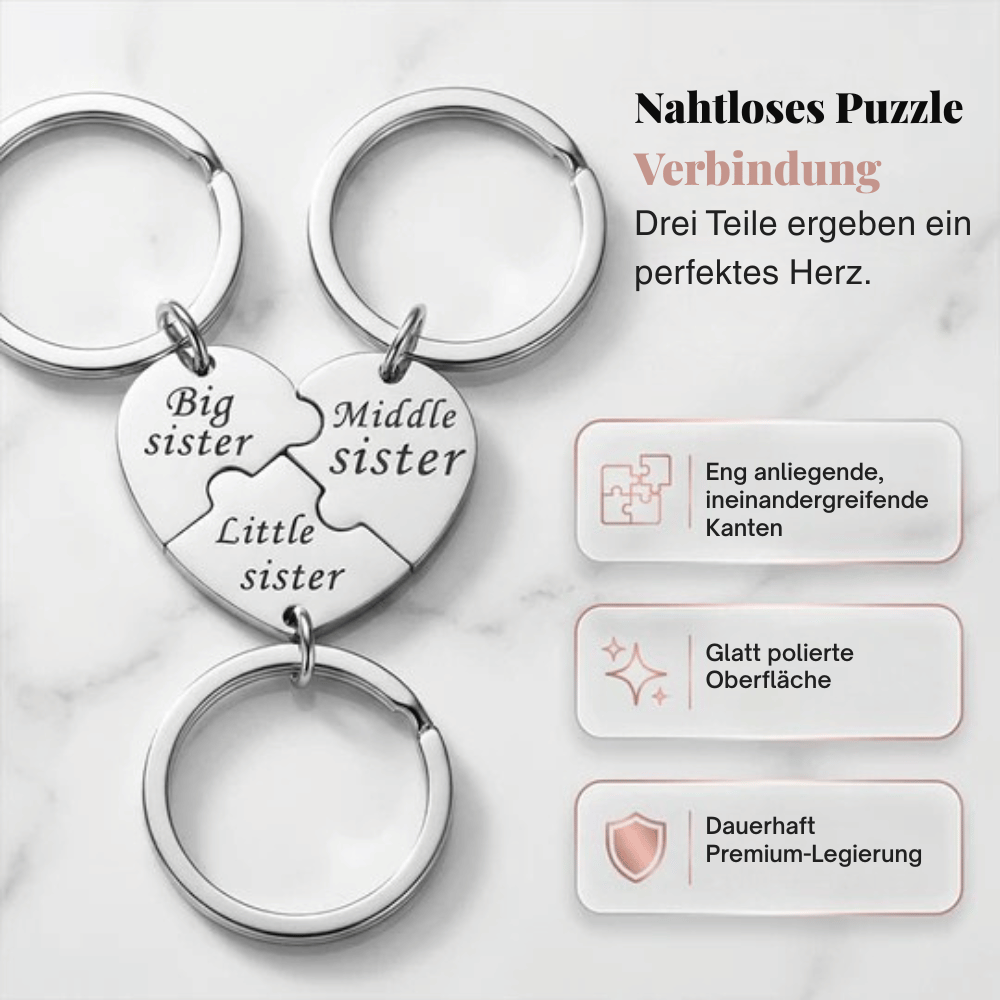 SisterBond — Puzzle-Schlüsselanhänger für Schwestern | 1+1 GRATIS