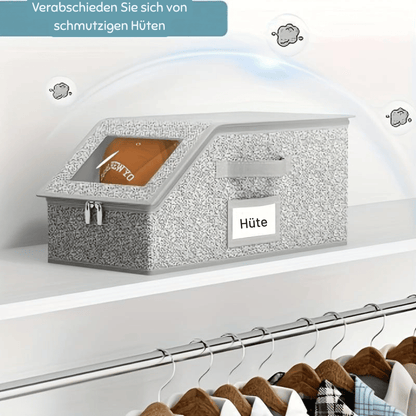 CapVault — Stapelbare transparente Hutboxen | 1+1 GRATIS