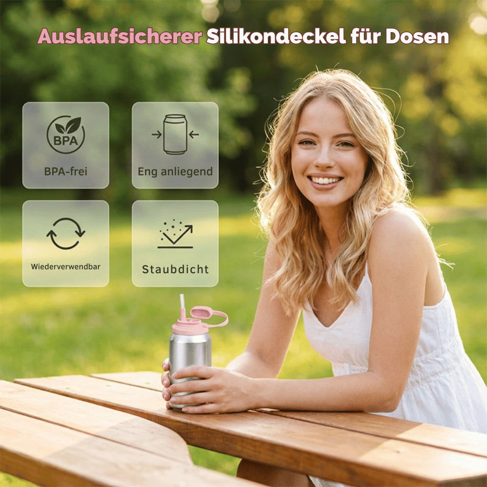 SipSafe — Auslaufsicherer Silikondeckel mit Strohhalm | 1+1 GRATIS