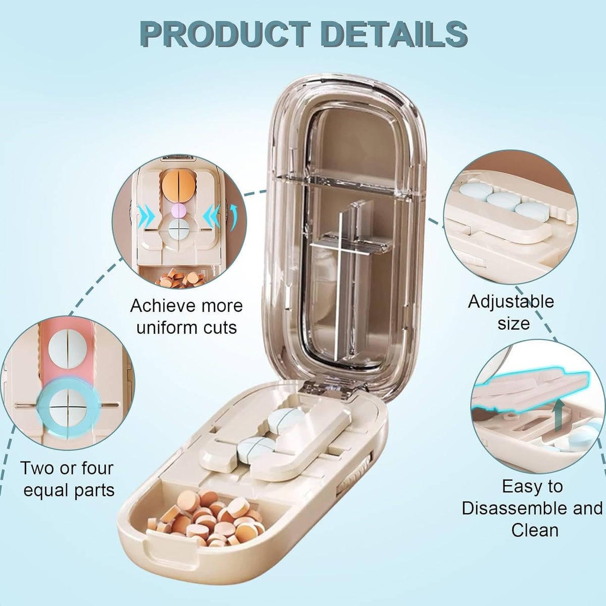 MedLux® 3-in-1-Tablettenzerteiler und Aufbewahrungsbox | 1+1 GRATIS