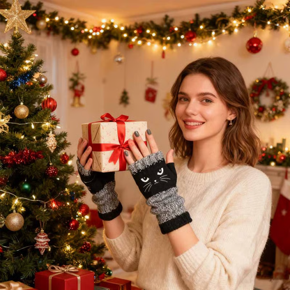 Olivia – Katzenstickerei Fingerhandschuhe | 1+1 GRATIS