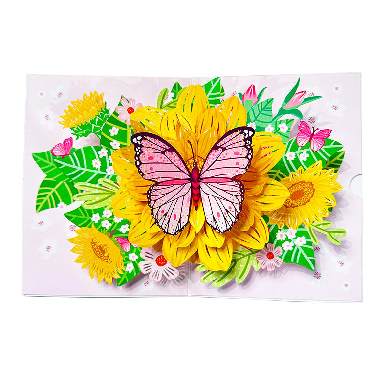 BloomLux Handgemachte 3D‑Blumen-Grußkarte | 1+2 GRATIS