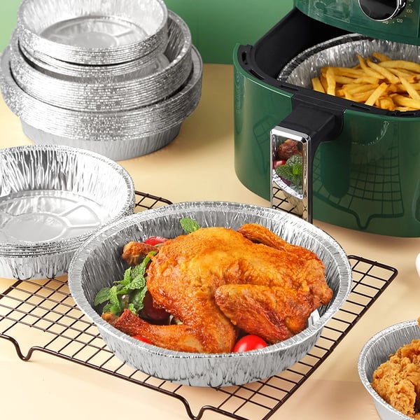 Antihaft-Einlage für Heißluftfritteuse aus Alufolie | Hitzebeständig bis 250°C | Für Backofen, Mikrowelle und Dampfgarer
