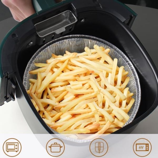 Antihaft-Einlage für Heißluftfritteuse aus Alufolie | Hitzebeständig bis 250°C | Für Backofen, Mikrowelle und Dampfgarer