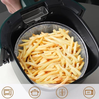 Antihaft-Einlage für Heißluftfritteuse aus Alufolie | Hitzebeständig bis 250°C | Für Backofen, Mikrowelle und Dampfgarer