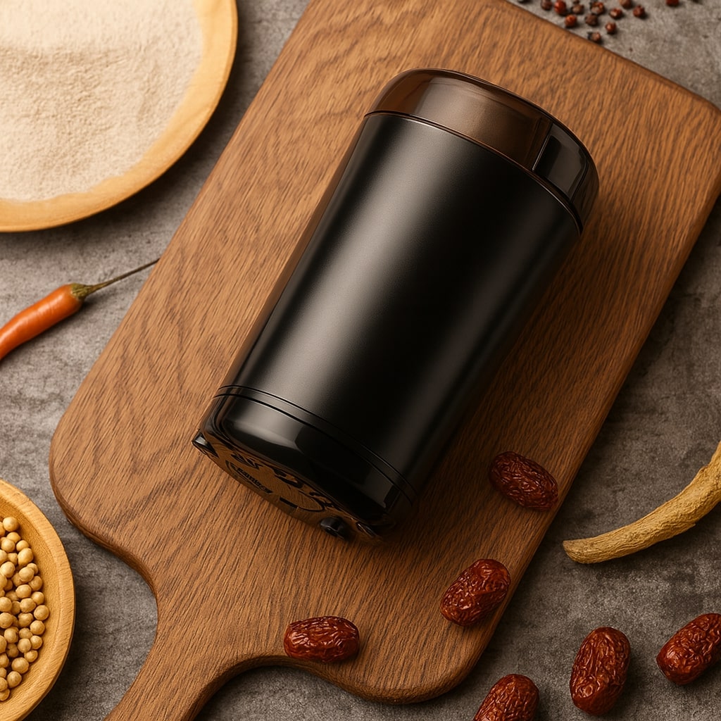 Elektrische Kaffeemühle | Edelstahlklingen | Kupfermotor für Kaffee, Gewürze & Kräuter | BrewMill