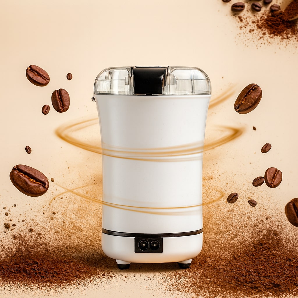 Elektrische Kaffeemühle | Edelstahlklingen | Kupfermotor für Kaffee, Gewürze & Kräuter | BrewMill