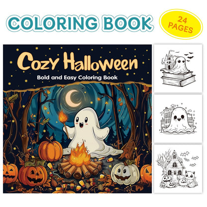Halloween Malbuch für Erwachsene und Jugendliche | Einfache Motive für Entspannung | Dickes Papier ohne Durchdrucken