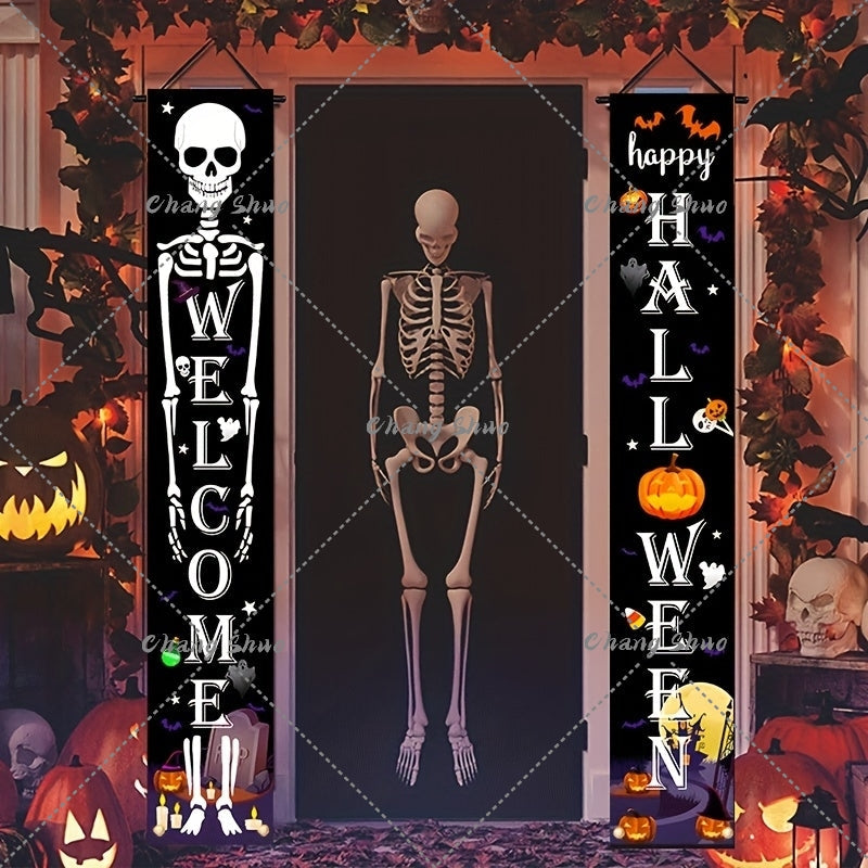 Halloween Türvorhang mit Kürbis- und Geister-Motiven | Hängedeko für Tür, Fenster und Wand | Wiederverwendbare Partydekoration