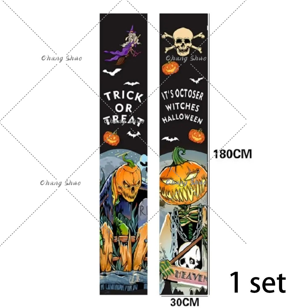 Halloween Türvorhang mit Kürbis- und Geister-Motiven | Hängedeko für Tür, Fenster und Wand | Wiederverwendbare Partydekoration