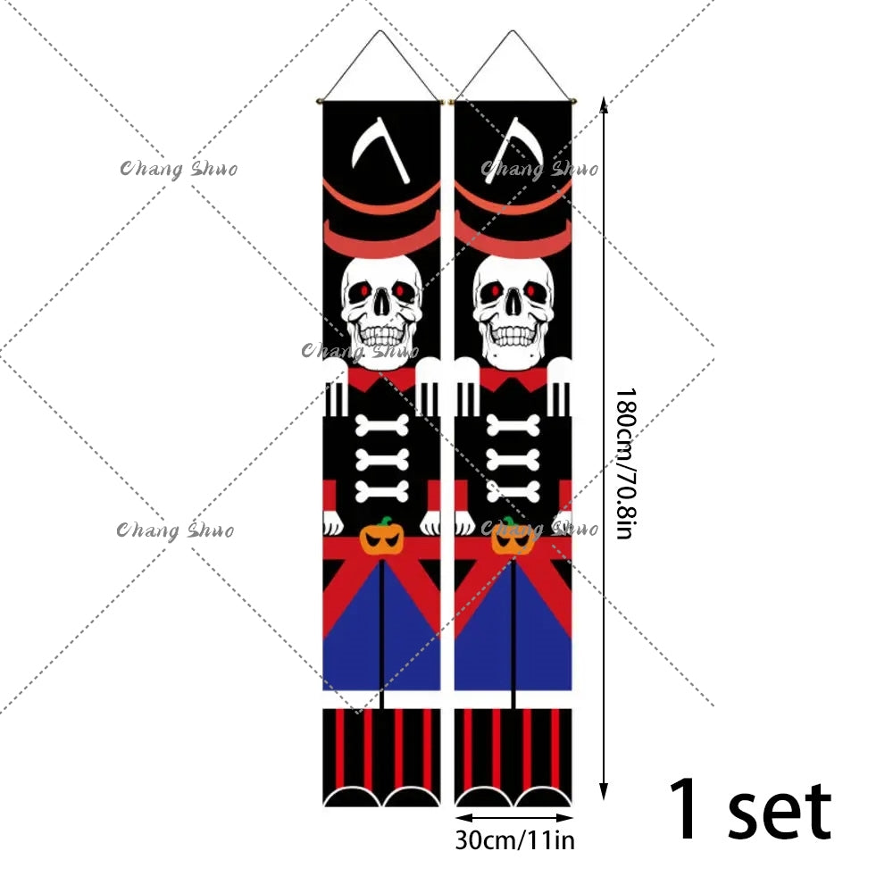 Halloween Türvorhang mit Kürbis- und Geister-Motiven | Hängedeko für Tür, Fenster und Wand | Wiederverwendbare Partydekoration