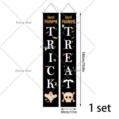 Halloween Türvorhang mit Kürbis- und Geister-Motiven | Hängedeko für Tür, Fenster und Wand | Wiederverwendbare Partydekoration
