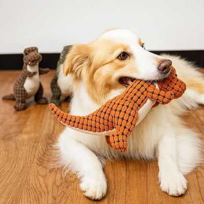 Hundespielzeug | Dino mit Quietscher | Robustes Kau- & Zerrspielzeug | PawRomp