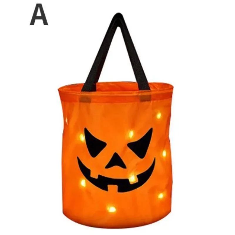 LED Kürbiseimer Halloween | Faltbar & Wiederverwendbar | Leuchtet im Dunkeln, sicherer unterwegs beim Süßigkeiten sammeln