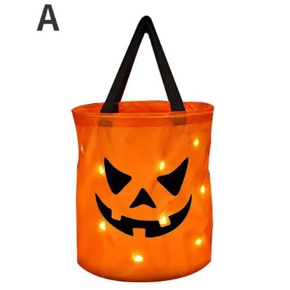 LED Kürbiseimer Halloween | Faltbar & Wiederverwendbar | Leuchtet im Dunkeln, sicherer unterwegs beim Süßigkeiten sammeln
