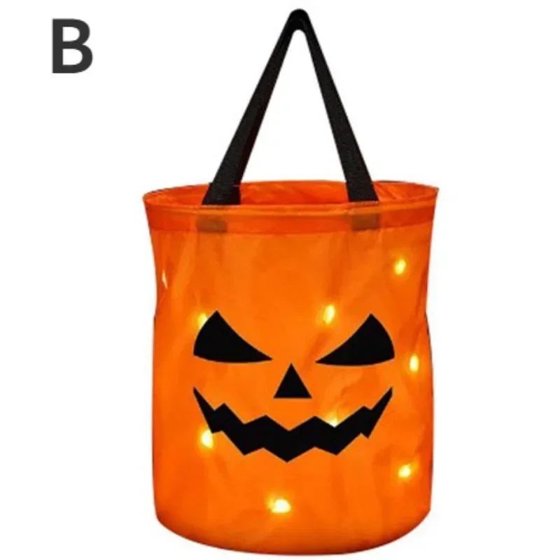 LED Kürbiseimer Halloween | Faltbar & Wiederverwendbar | Leuchtet im Dunkeln, sicherer unterwegs beim Süßigkeiten sammeln
