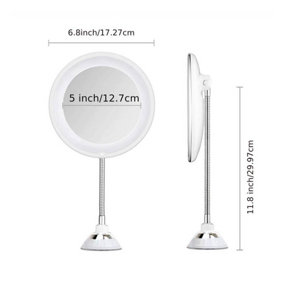 LED-Spiegel mit flexibler Halterung 10-fach Vergrößerung | Mit Saugnapf | Einstellbares Licht | BrightBend