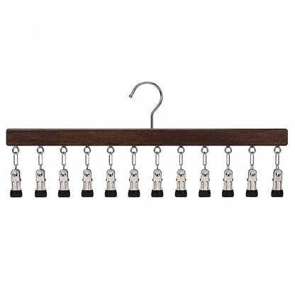 Multiklammer-Kleiderbügel | aus Holz mit 12 Clips | Platzsparend | ClipTidy