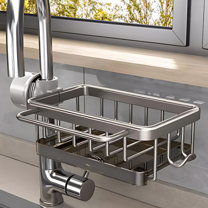 Platzsparendes Abflussregal | Ohne Bohren | Schnelltrocknend mit Haken | SinkTidy