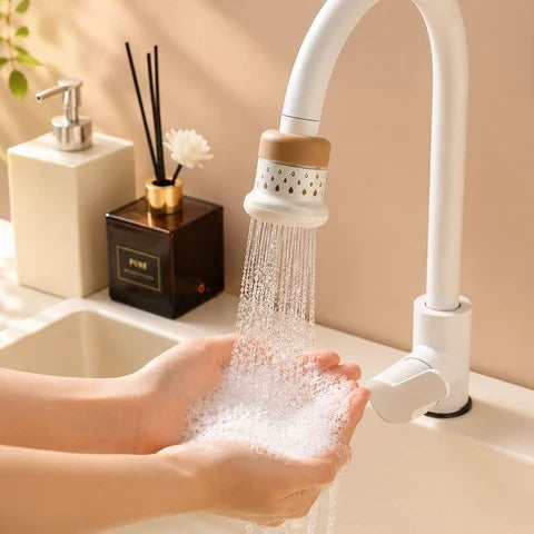 Rotierender Wasserfilter | Spritzfreier | Wassersparender Perlator zum Aufstecken | AquaTurn