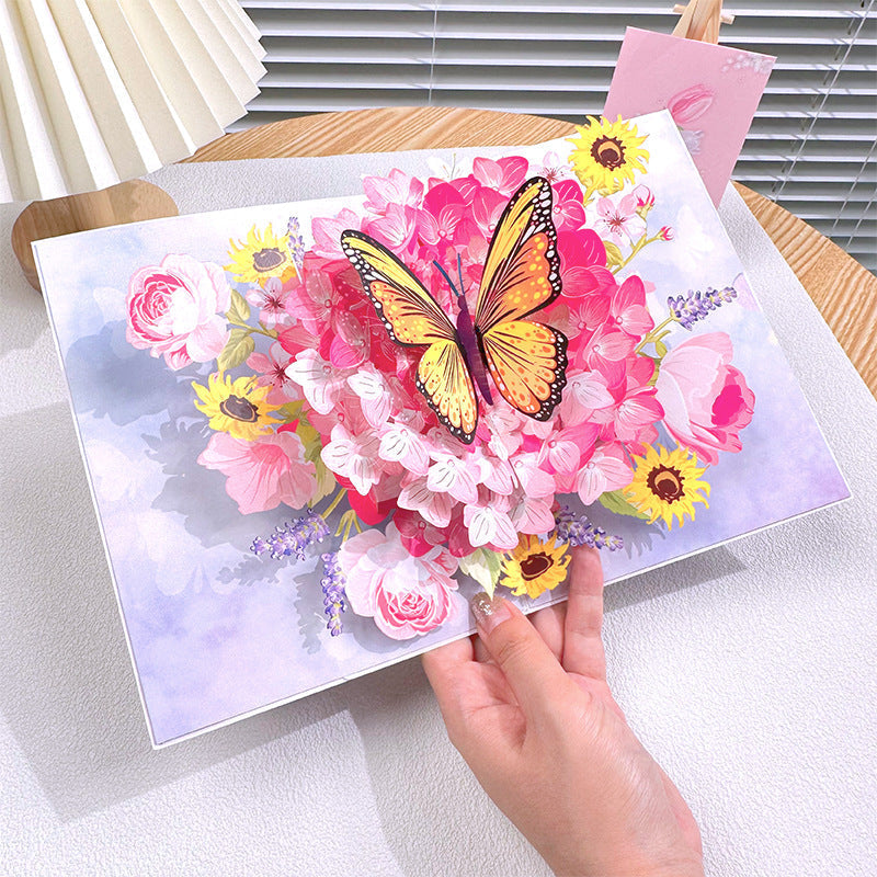BloomLux Handgemachte 3D‑Blumen-Grußkarte | 1+2 GRATIS