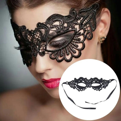 Spitzenmaske Maskenball Damen | Verstellbare Satinbänder für sicheren Halt | Leichte Augenmaske aus Spitze für Halloween
