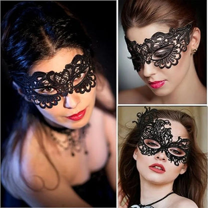 Spitzenmaske Maskenball Damen | Verstellbare Satinbänder für sicheren Halt | Leichte Augenmaske aus Spitze für Halloween