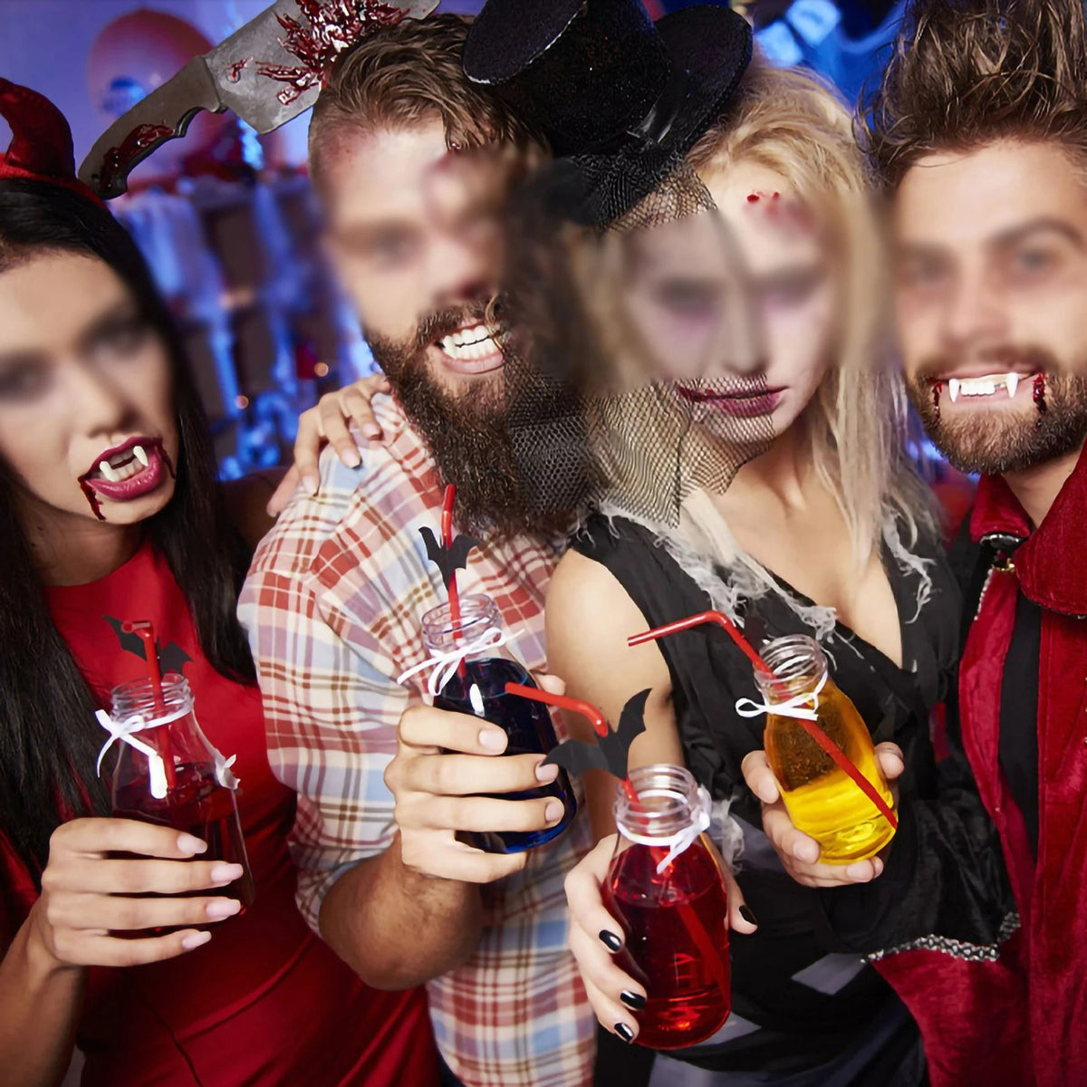 Vampirzähne Kunstharz Set für Halloween | Mit Thermo-Klebe-Perlen für individuelle Passform | Naturgetreue Zahnoptik
