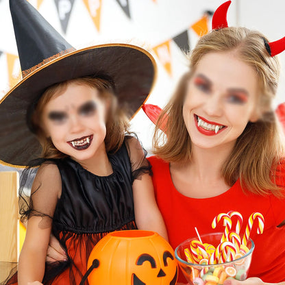 Vampirzähne Kunstharz Set für Halloween | Mit Thermo-Klebe-Perlen für individuelle Passform | Naturgetreue Zahnoptik