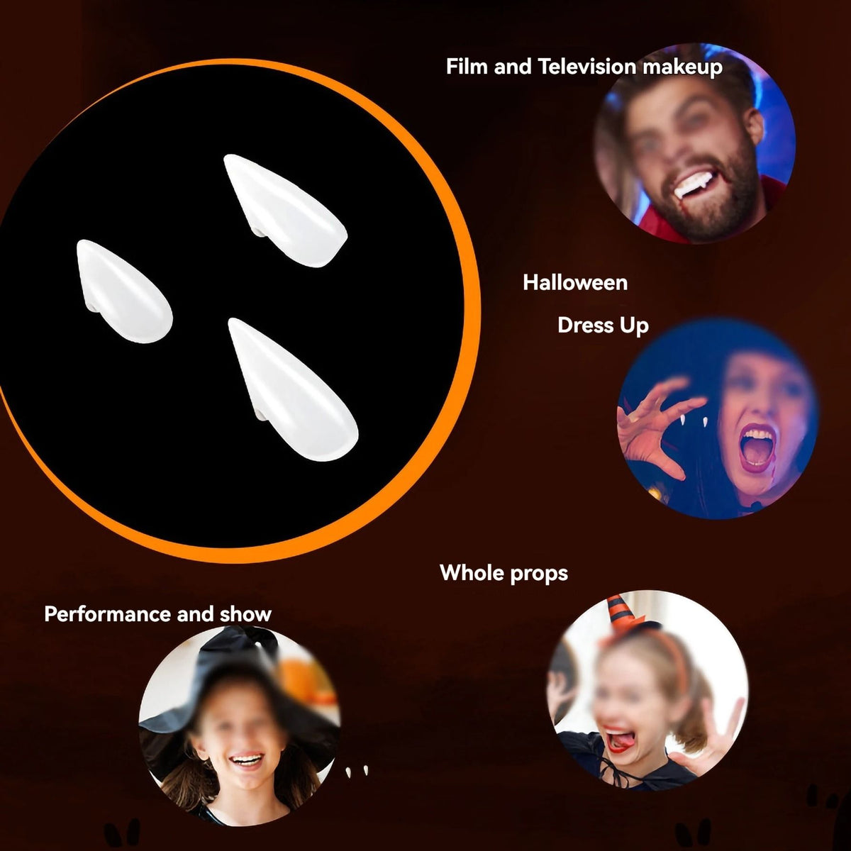 Vampirzähne Kunstharz Set für Halloween | Mit Thermo-Klebe-Perlen für individuelle Passform | Naturgetreue Zahnoptik