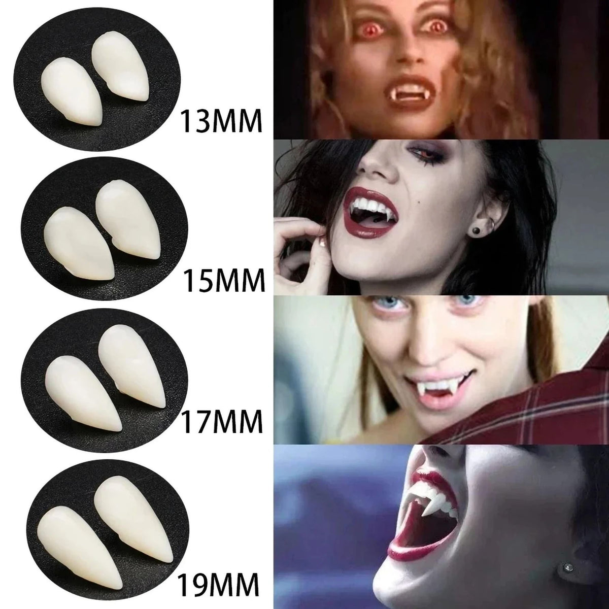 Vampirzähne Kunstharz Set für Halloween | Mit Thermo-Klebe-Perlen für individuelle Passform | Naturgetreue Zahnoptik