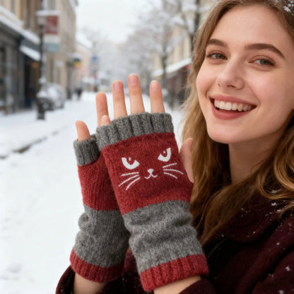 Olivia – Katzenstickerei Fingerhandschuhe | 1+1 GRATIS