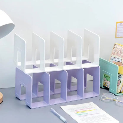 Bücher Organizer mit 4 Fächern | Horizontal oder Vertikal Aufstellbar | Ordnung für Schreibtisch, Regal und Büro