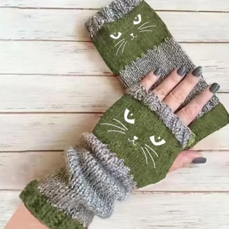 Olivia – Katzenstickerei Fingerhandschuhe | 1+1 GRATIS